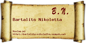 Bartalits Nikoletta névjegykártya